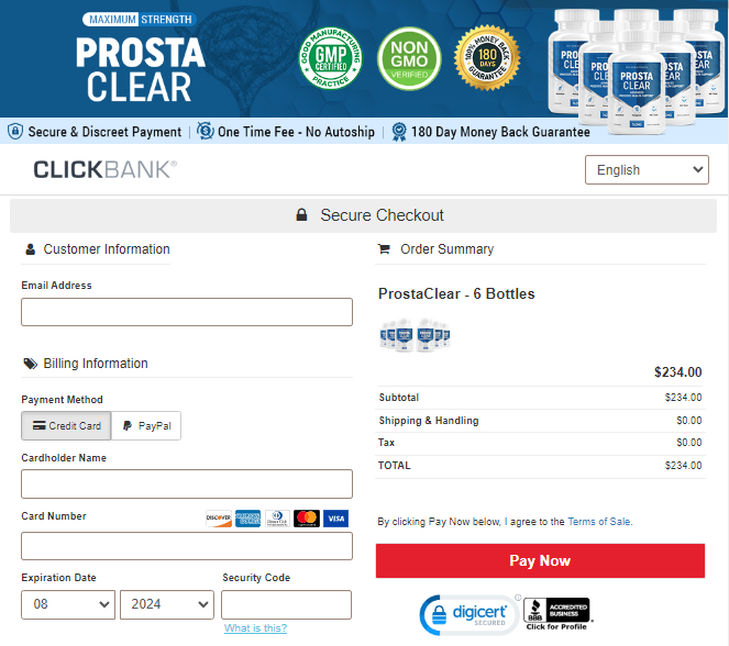 ProstaClear Order Page